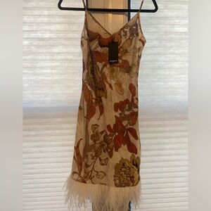 Ungaro Printed Mini Dress with Feather Hem